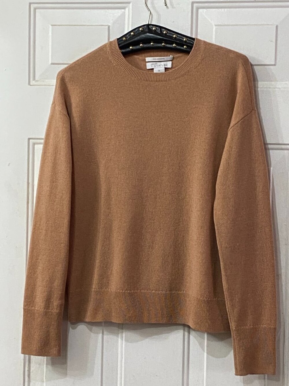 Nordstrom Signature Cashmere Sz XS Womens Sweater Pullover Crew Neck Camel